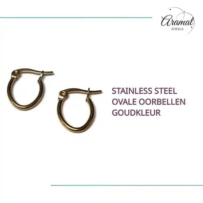 Stainless steel Ovale Oorbellen Goudkleur by@Outfy