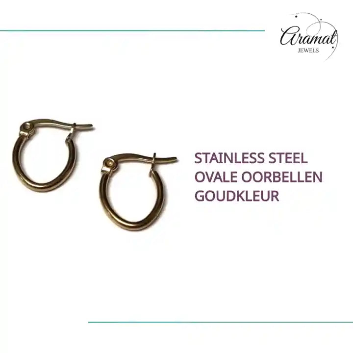 Stainless steel Ovale Oorbellen Goudkleur by@Outfy