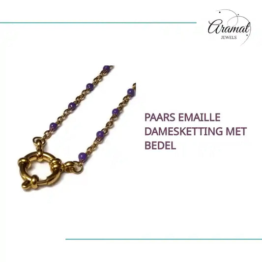 Paars Emaille Damesketting met Bedel by@Outfy