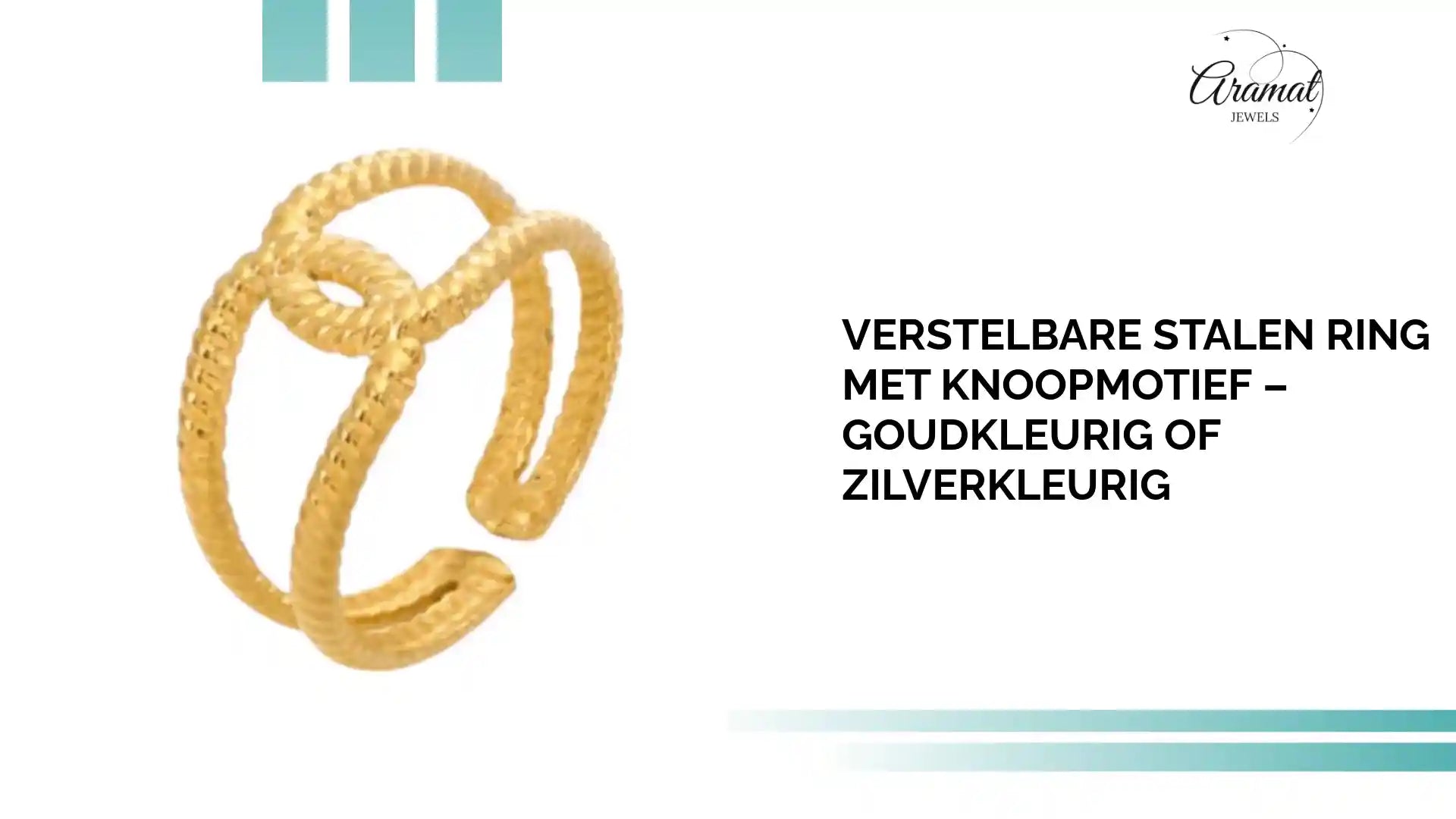 Verstelbare Stalen Ring met Knoopmotief &ndash; Goudkleurig of Zilverkleurig by@Outfy