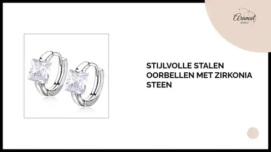 Stijlvolle Stalen Oorbellen met Zirkonia Steen by@Outfy