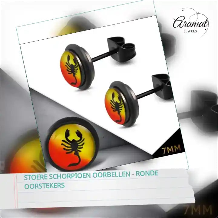 Stoere Schorpioen Oorbellen - Ronde Oorstekers by@Outfy
