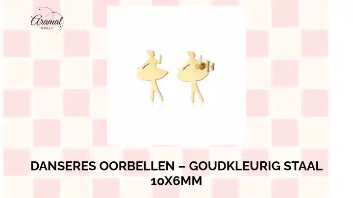 Danseres Oorbellen &ndash; Goudkleurig Staal 10x6mm by@Outfy