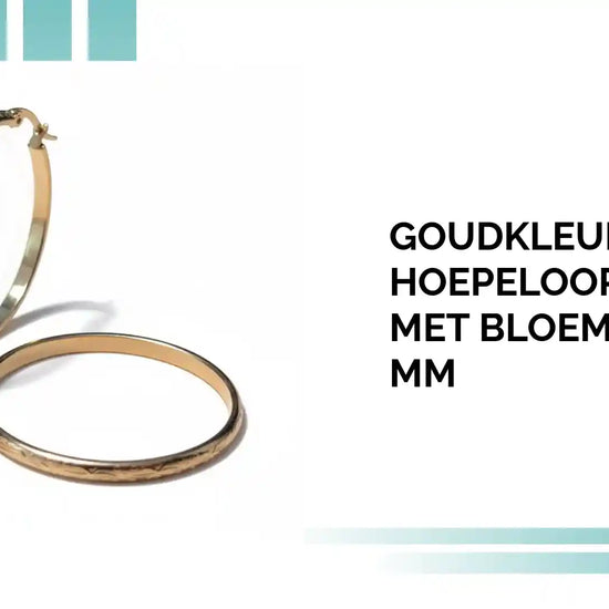 Goudkleurige RVS Hoepeloorbellen met Bloemmotief - 40 mm by@Outfy