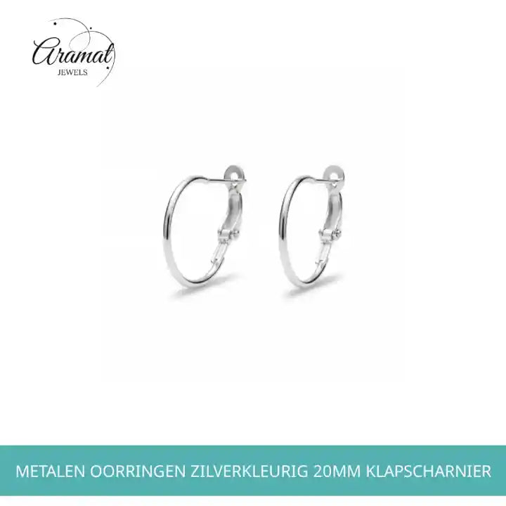 Metalen Oorringen Zilverkleurig 20mm Klapscharnier by@Outfy