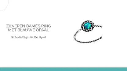 Zilveren Dames Ring met Blauwe Opaal by@Outfy