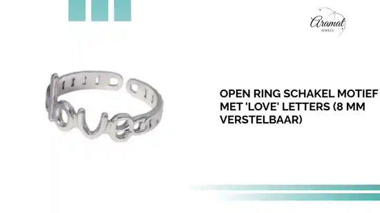 Open Ring Schakel Motief met 'Love' Letters (8 mm Verstelbaar) by@Outfy