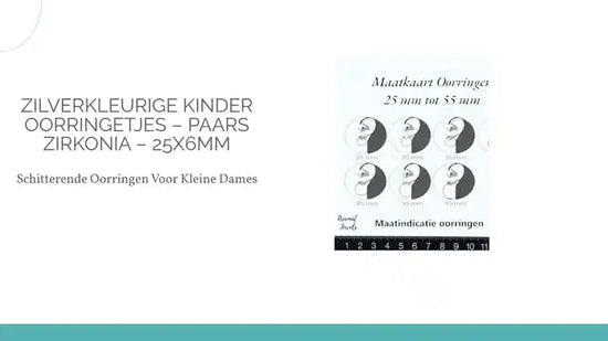 Zilverkleurige Kinder Oorringetjes &ndash; Paars Zirkonia &ndash; 25x6mm by@Outfy