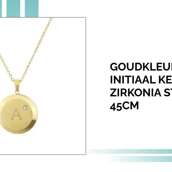 Goudkleurige Initiaal Ketting met Zirkonia Steentje - 45cm by@Outfy