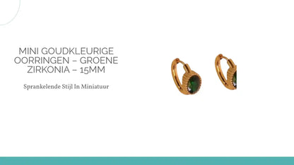 Mini Goudkleurige Oorringen &ndash; Groene Zirkonia &ndash; 15mm by@Outfy