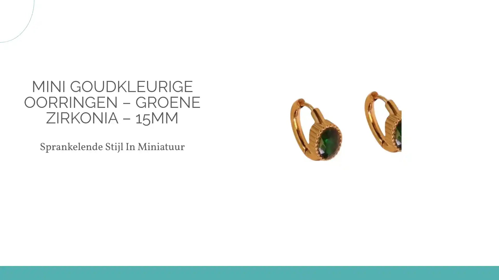 Mini Goudkleurige Oorringen &ndash; Groene Zirkonia &ndash; 15mm by@Outfy