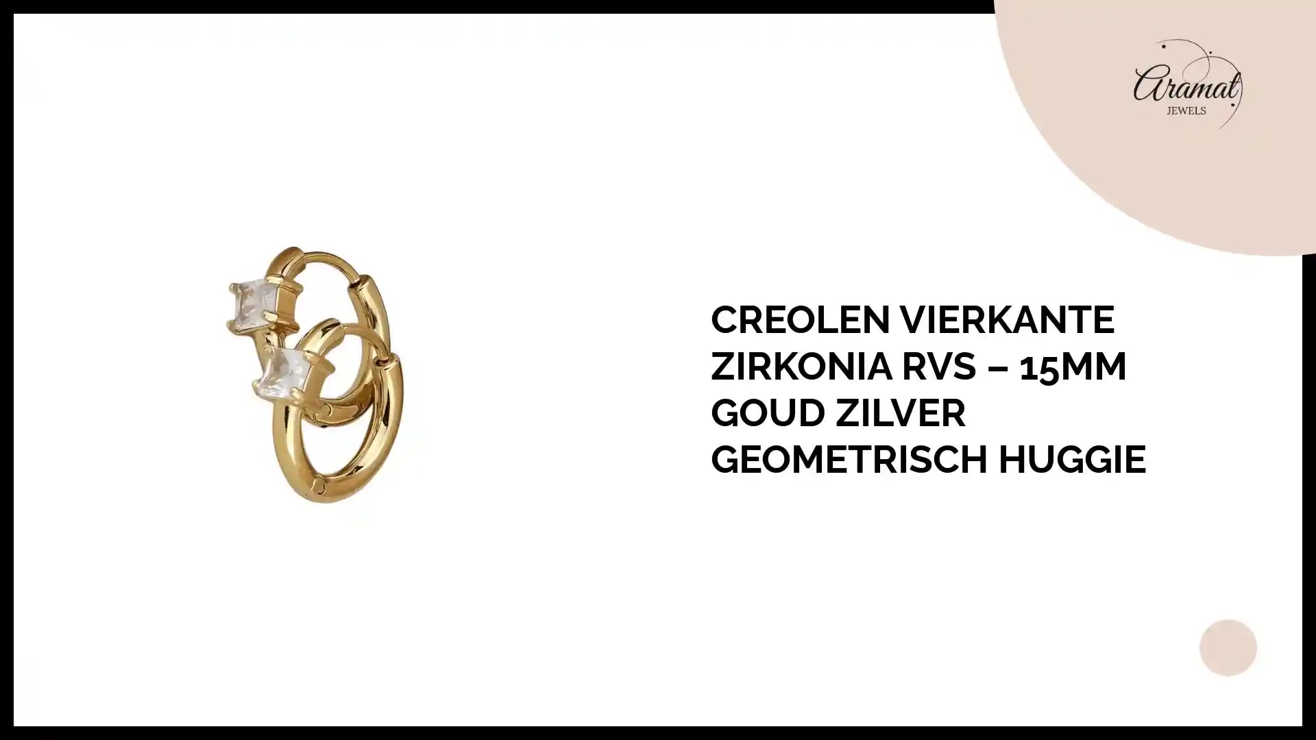 Creolen Vierkante Zirkonia RVS &ndash; 15mm Goud Zilver Geometrisch Huggie by@Outfy