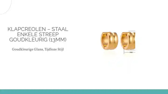 Klapcreolen &ndash; Staal Enkele Streep Goudkleurig (13mm) by@Outfy