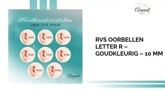 RVS Oorbellen Letter R &ndash; Goudkleurig &ndash; 10 mm by@Outfy