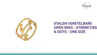 Stalen Verstelbare Open Ring - Sterretjes &amp; Dots - One Size by@Outfy
