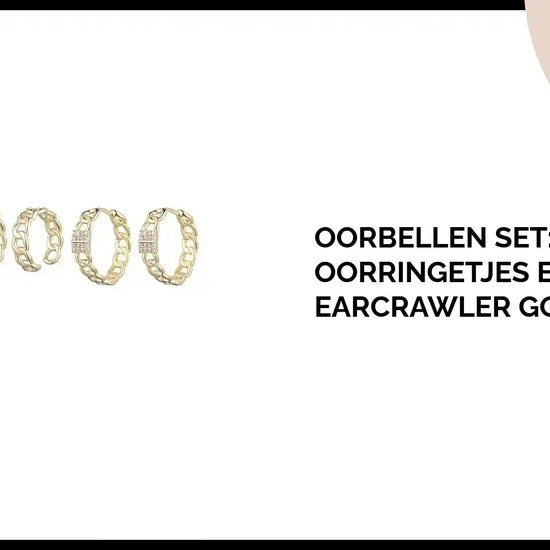 Oorbellen Set: Oorringetjes en Earcrawler Goudkleur by@Outfy