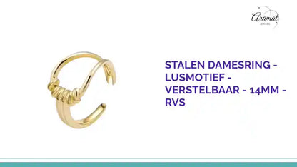 Stalen Damesring - Lusmotief - Verstelbaar - 14mm - RVS by@Outfy