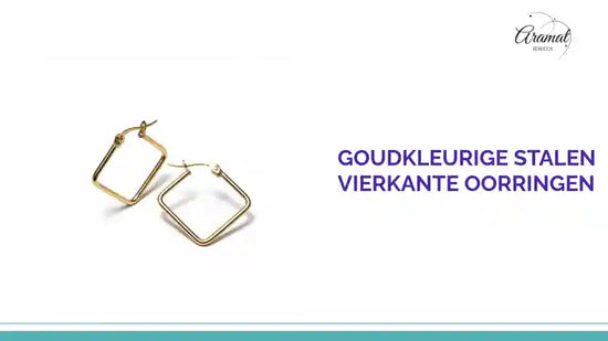 Goudkleurige Stalen Vierkante Oorringen by@Outfy