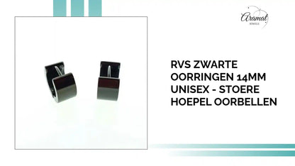 RVS Zwarte Oorringen 14mm Unisex - Stoere Hoepel Oorbellen by@Outfy