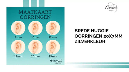 Brede Huggie Oorringen 20x7mm Zilverkleur by@Outfy