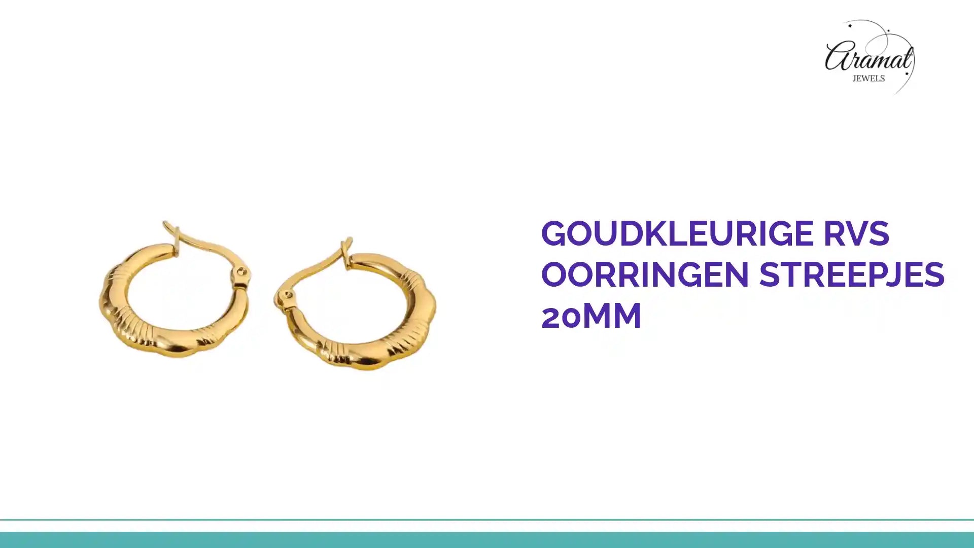 Goudkleurige RVS oorringen streepjes 20mm by@Outfy