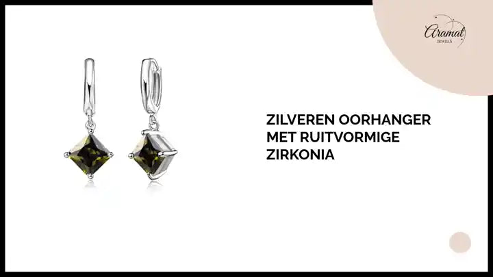 Zilveren Oorhanger met ruitvormige zirkonia by@Outfy