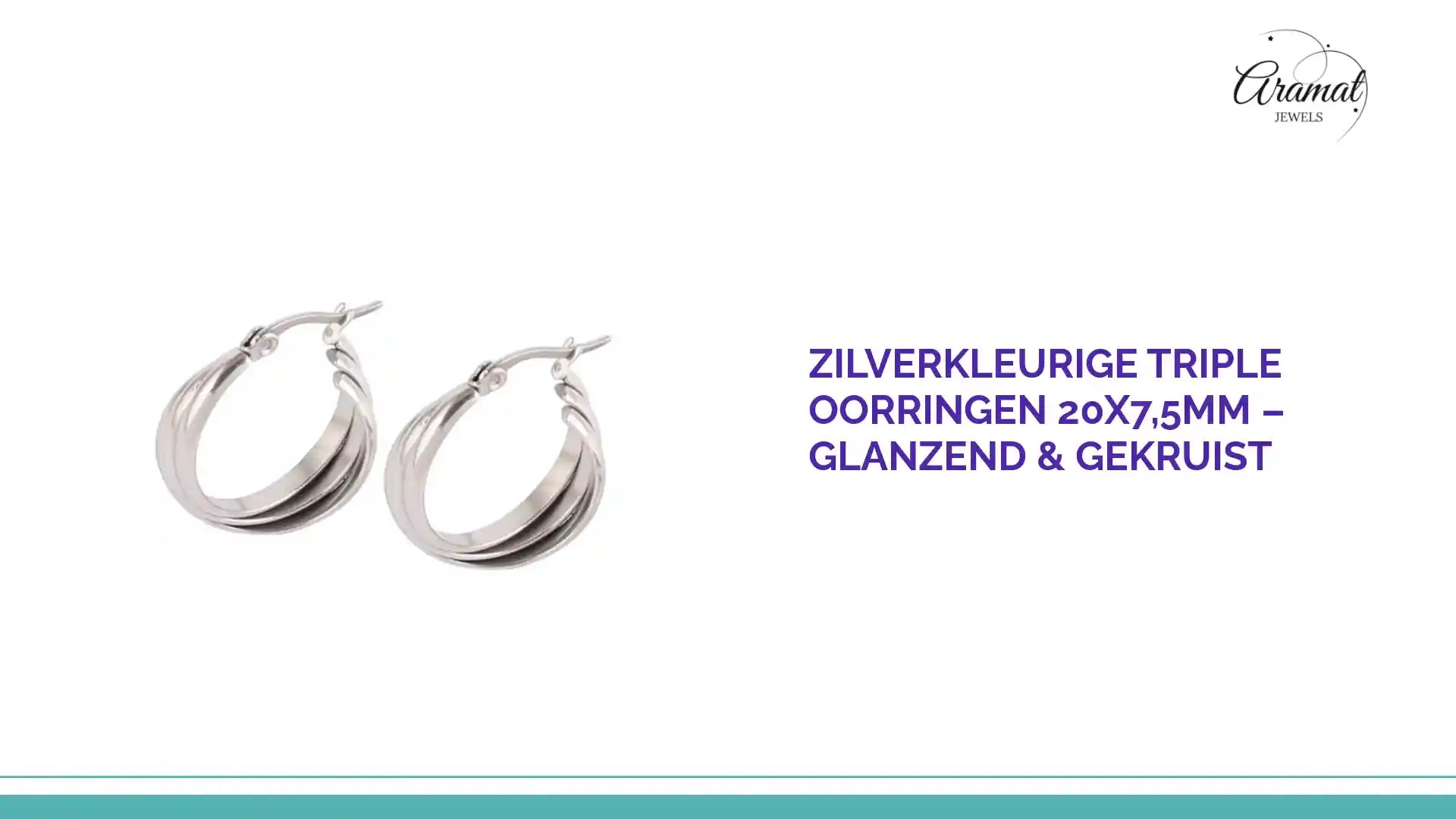 Zilverkleurige Triple Oorringen 20x7,5mm &ndash; Glanzend & Gekruist by@Outfy