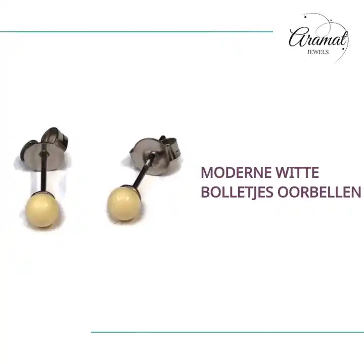 Moderne Witte Bolletjes Oorbellen by@Outfy