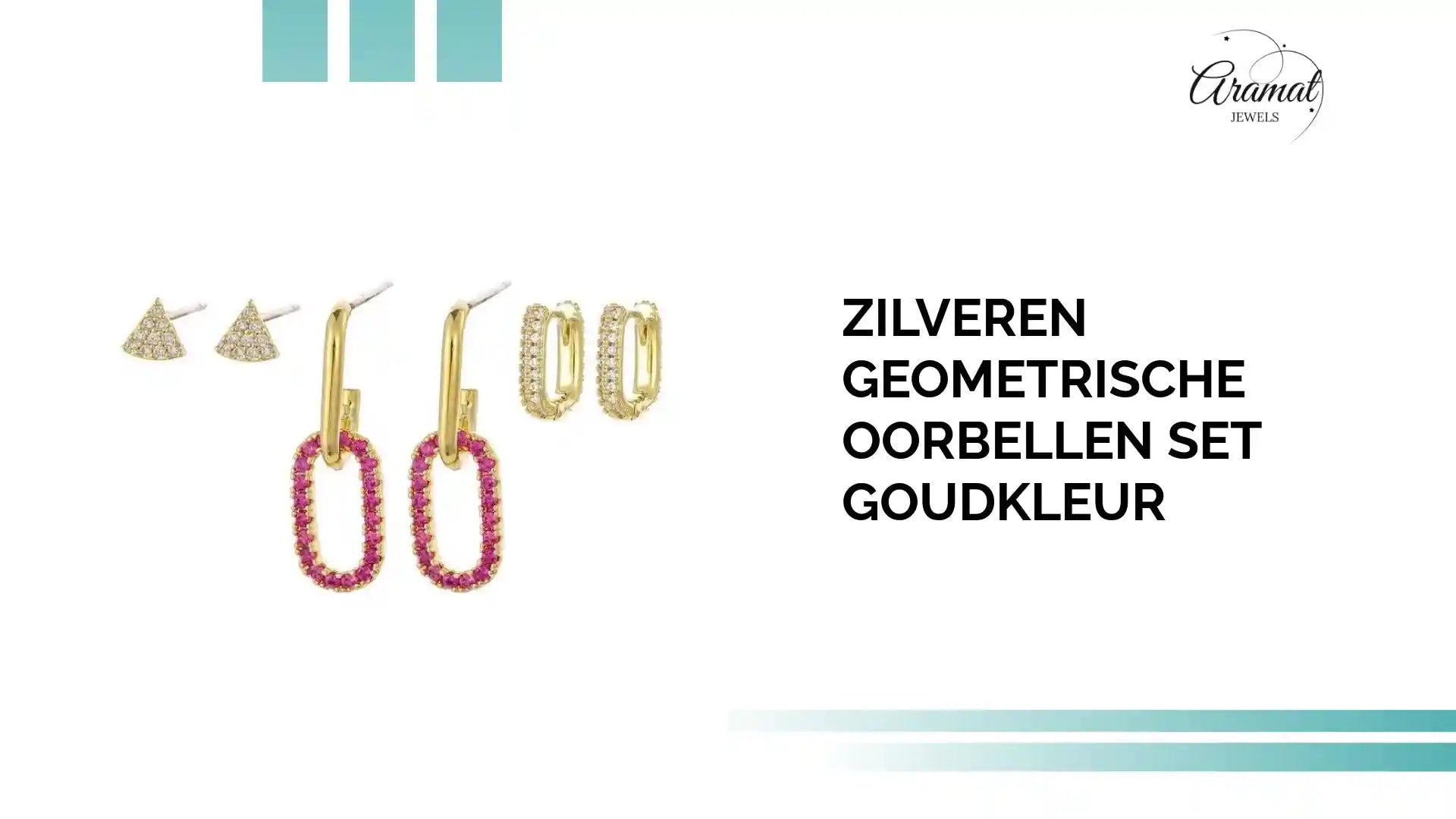 Zilveren Geometrische Oorbellen Set goudkleur by@Outfy