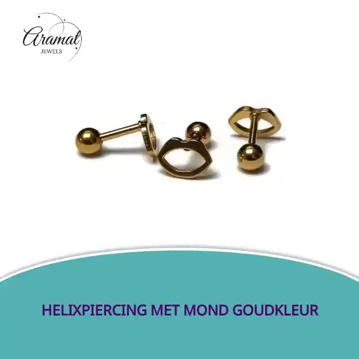 Helixpiercing met Mond Goudkleur by@Outfy