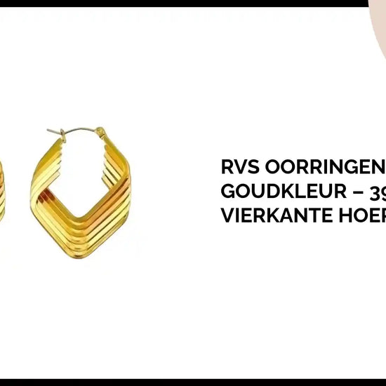 RVS Oorringen Goudkleur &ndash; 39mm &ndash; 6 Vierkante Hoepels in 1 by@Outfy