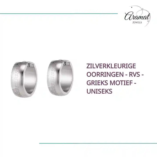 Zilverkleurige Oorringen - RVS - Grieks Motief - Uniseks by@Outfy