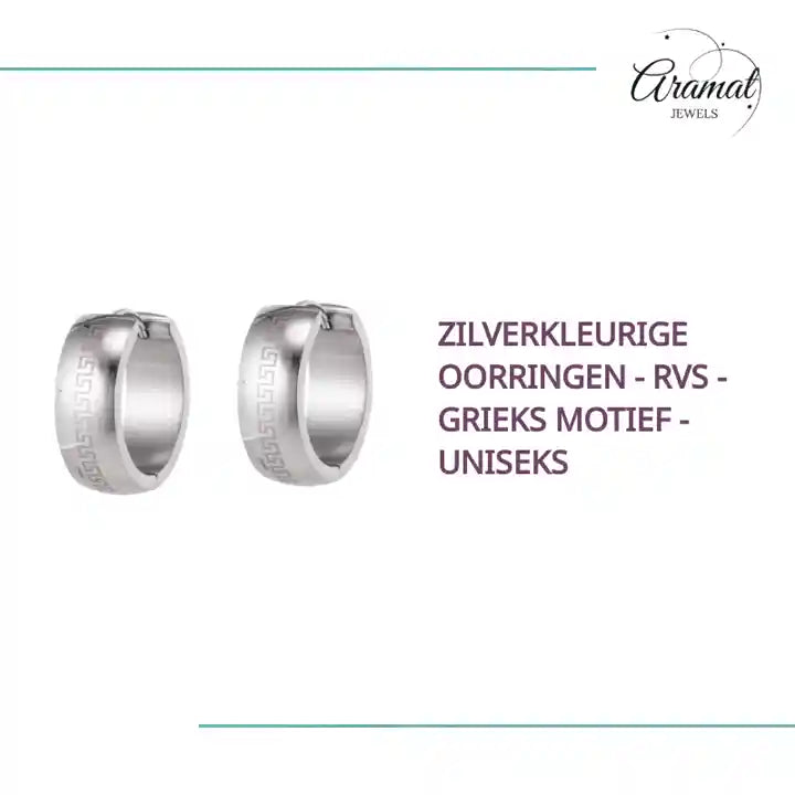 Zilverkleurige Oorringen - RVS - Grieks Motief - Uniseks by@Outfy