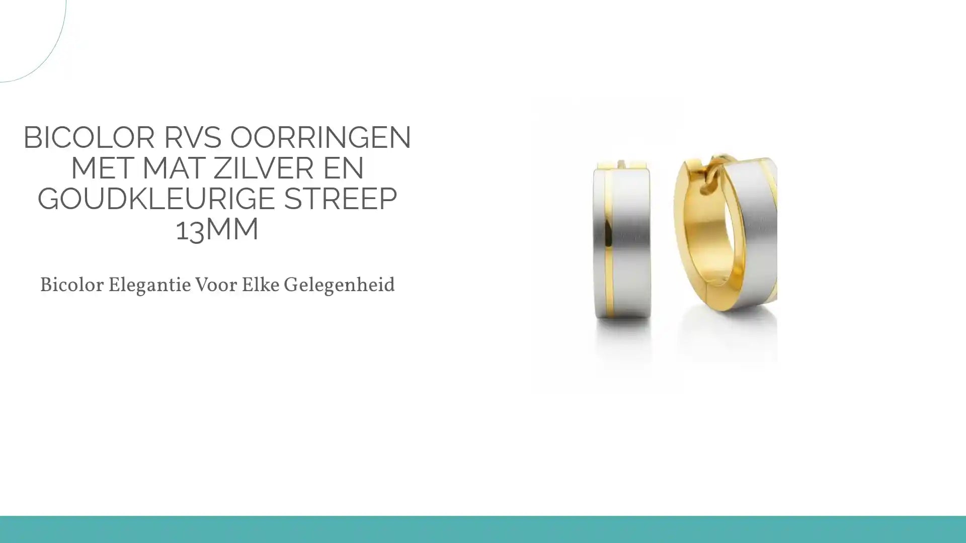 Bicolor RVS Oorringen met Mat Zilver en Goudkleurige Streep 13mm by@Outfy