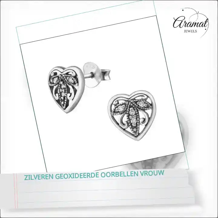 Zilveren Geoxideerde Oorbellen vrouw by@Outfy