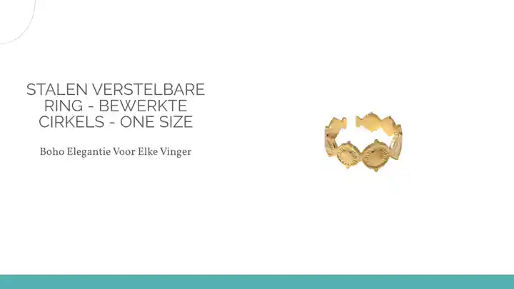 Stalen Verstelbare Ring - Bewerkte Cirkels - One Size by@Outfy