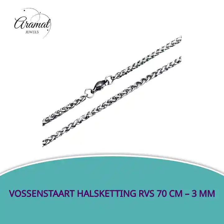 Vossenstaart Halsketting RVS 70 cm &ndash; 3 mm by@Outfy