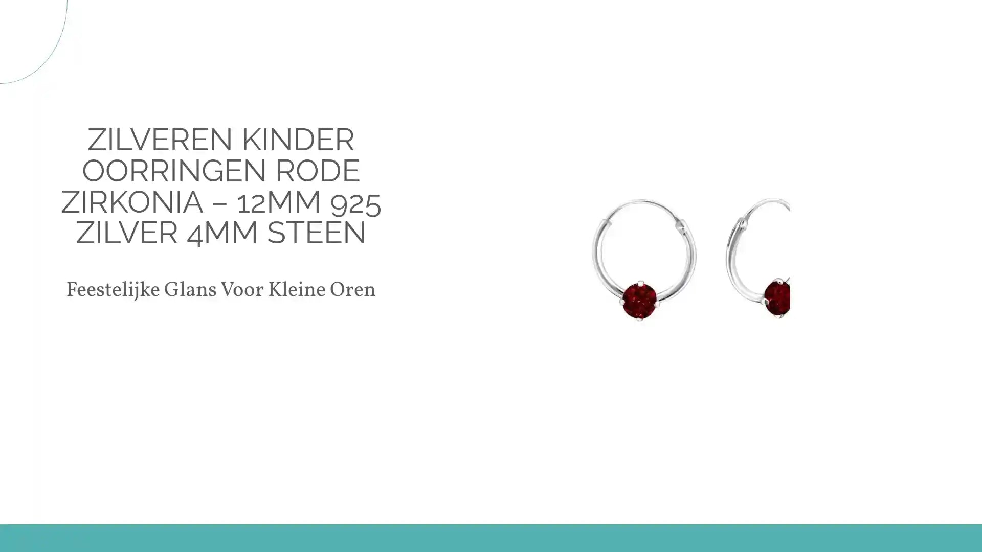 Zilveren Kinder Oorringen Rode Zirkonia &ndash; 12mm 925 Zilver 4mm Steen by@Outfy
