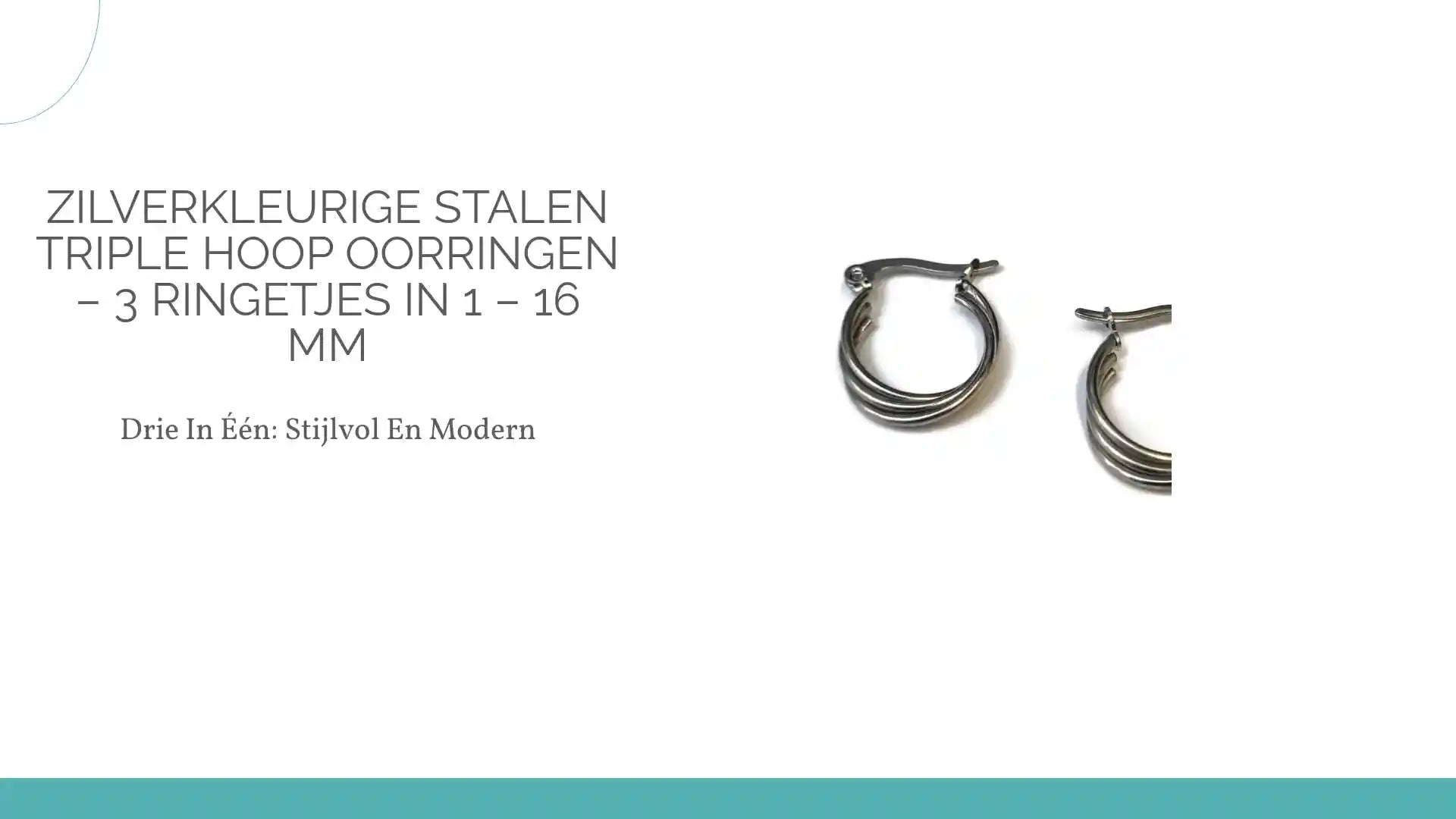 Zilverkleurige Stalen Triple Hoop Oorringen &ndash; 3 Ringetjes in 1 &ndash; 16 mm by@Outfy