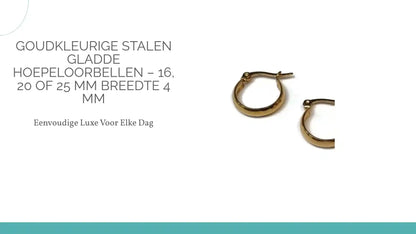 Goudkleurige Stalen Gladde Hoepeloorbellen &ndash; 16, 20 of 25 mm Breedte 4 mm by@Outfy