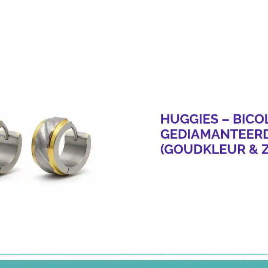 Huggies &ndash; Bicolor RVS Gediamanteerd Design (Goudkleur &amp; Zilverkleur) by@Outfy
