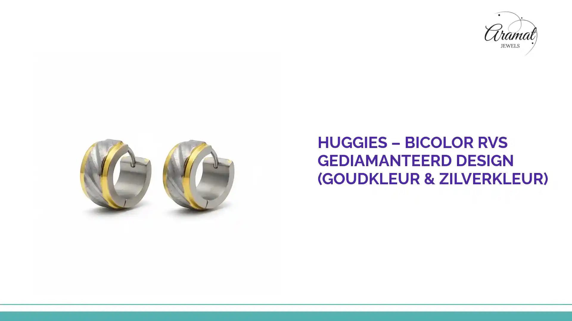 Huggies &ndash; Bicolor RVS Gediamanteerd Design (Goudkleur & Zilverkleur) by@Outfy
