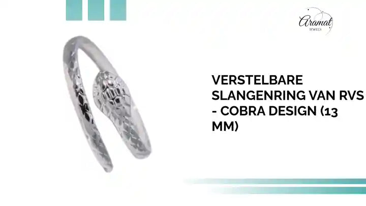 Verstelbare Slangenring van RVS - Cobra Design (13 mm) by@Outfy
