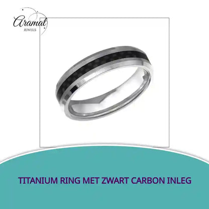 Titanium Ring met Zwart Carbon Inleg by@Outfy