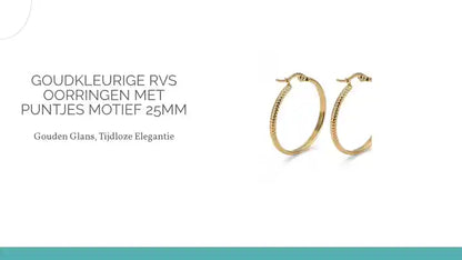 Goudkleurige RVS Oorringen met Puntjes Motief 25mm by@Outfy