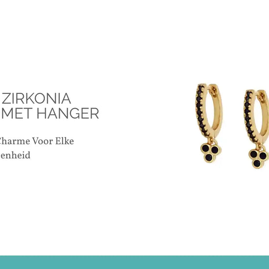 Zwarte Zirkonia Oorringen met hanger by@Outfy