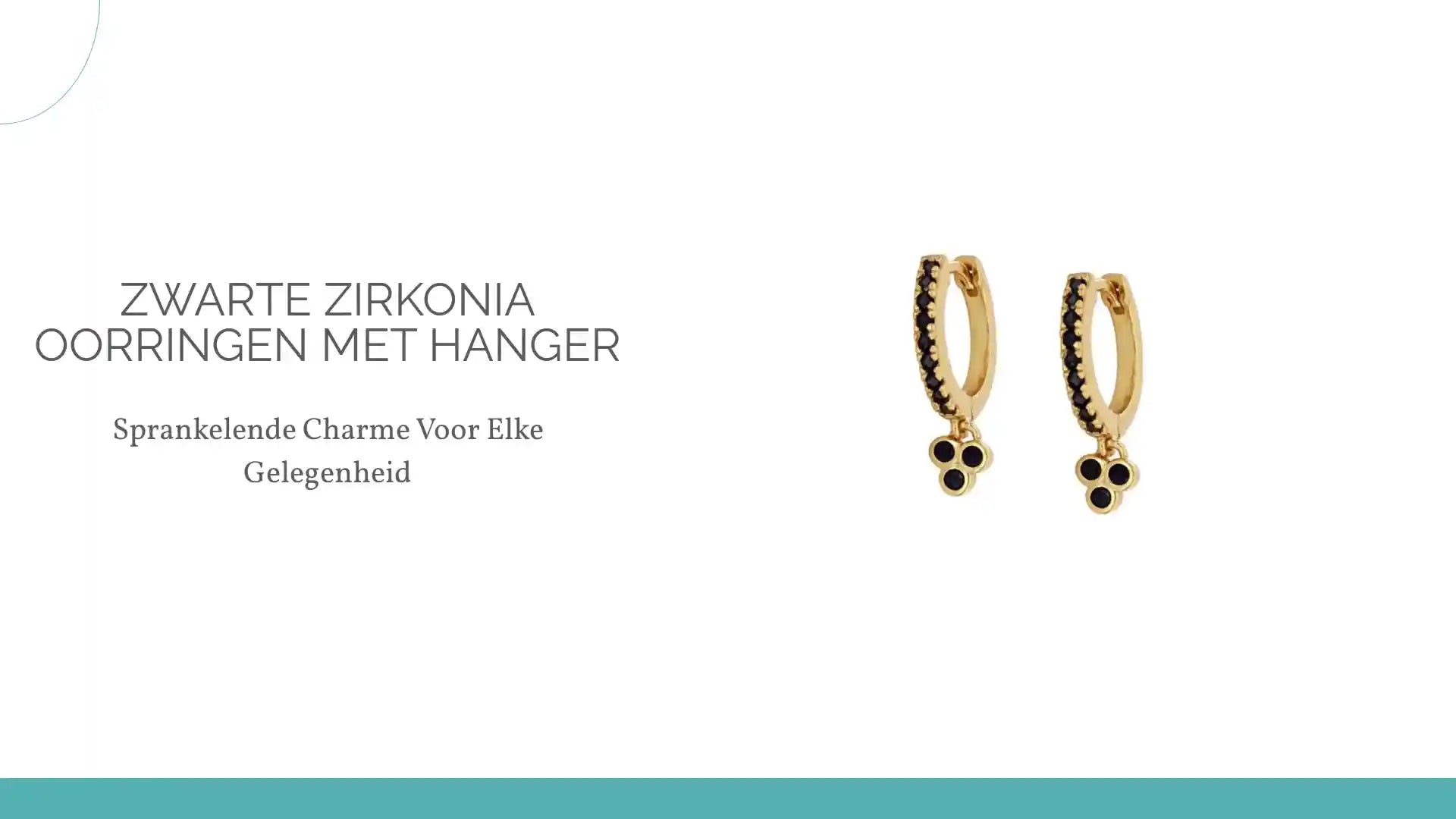 Zwarte Zirkonia Oorringen met hanger by@Outfy