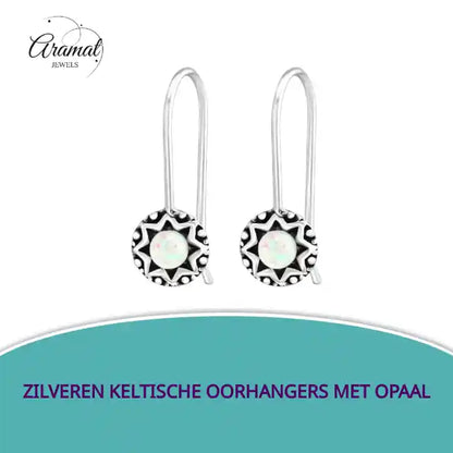 Zilveren Keltische Oorhangers met Opaal by@Outfy