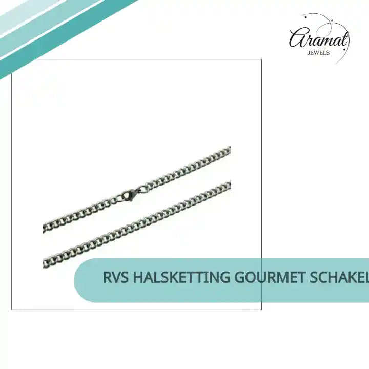 RVS halsketting gourmet schakel zilverkleurig by@Outfy