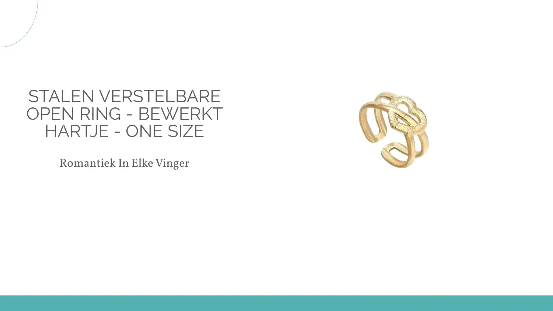 Stalen Verstelbare Open Ring - Bewerkt Hartje - One Size by@Outfy